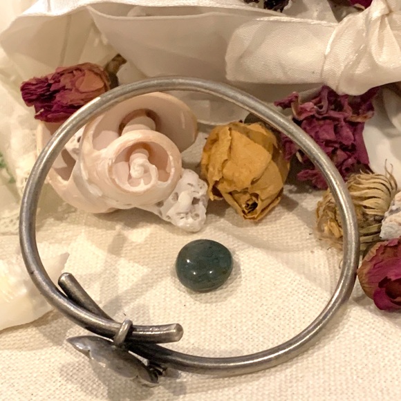 Hand Forged Sterling Floral Bangle Type Bracelet - Picture 5 of 7